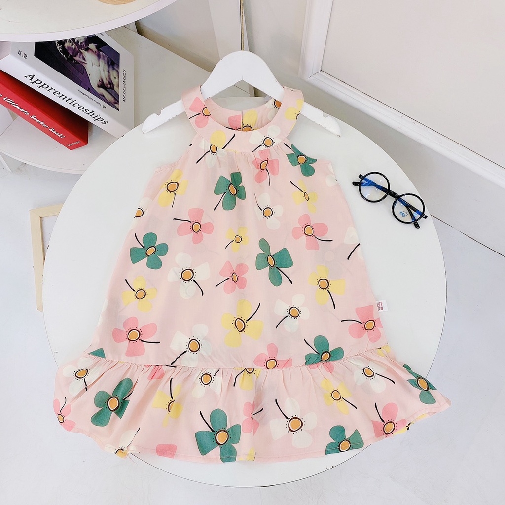 ✓22-40kg✓ Váy lanh lụa cổ yếm Bb Angel cho bé gái từ 22-40kg