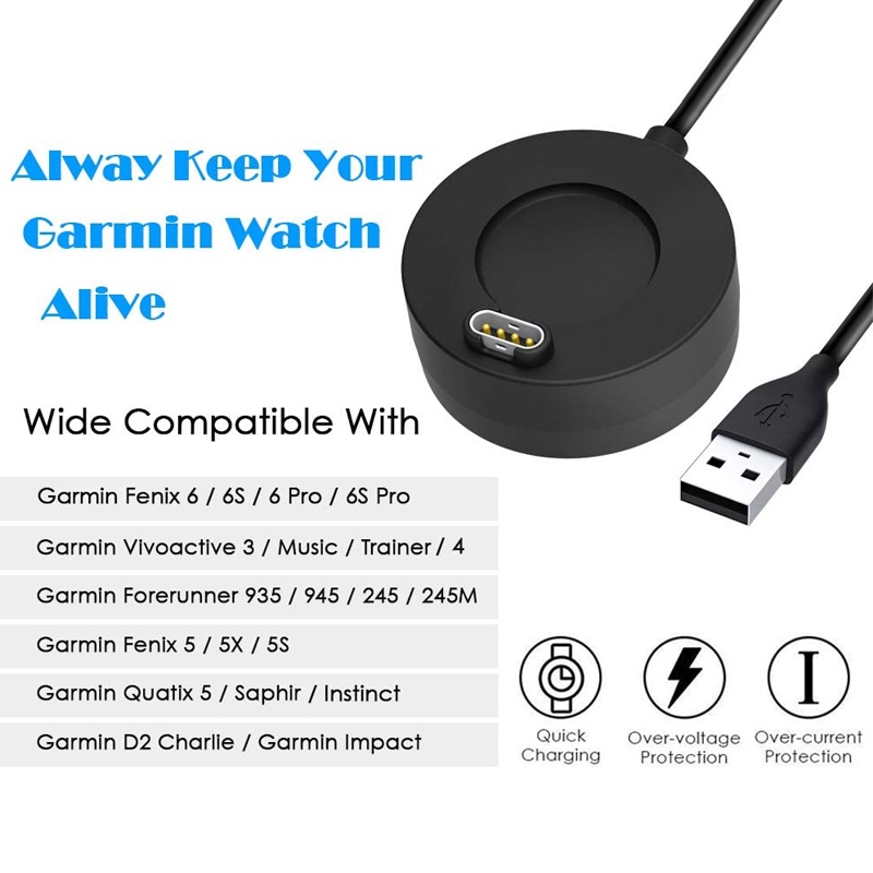 Cáp Sạc USB Cho Đồng Hồ Thông Minh Garmin Fenix 5/5S/5X Plus 6/6S/6X Pro Sapphire Venu Vivoactive 4/3 945 245 45 Quatix 5