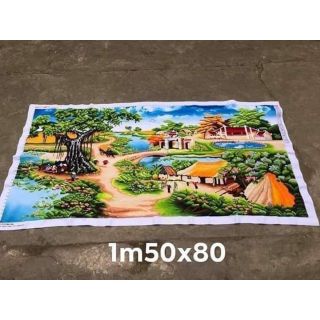 Tranh thêu thành phẩm đồng quê