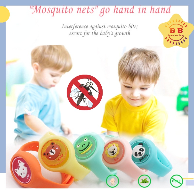 Vòng tay chống muỗi tự nhiên hình thú hoạt hình có đèn nhấp nháy chống nước lâu trôi an toàn cho bé