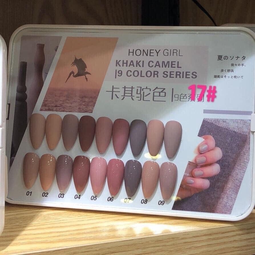 Set sơn gel honey (paster,màu kaki, cây thông biển, màu quả óc chó, tím sương mù)