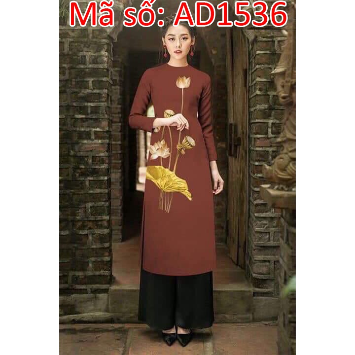 S ⚡️ có big size 5XL ⚡️  AD1536 ÁO DÀI CÁCH TÂN ĐI CHÙA HỌA TIẾT HOA SEN KÈM QUẦN FREE