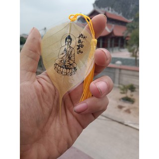 lá bồ đề in hình Đức Phật ốp dt treo xe