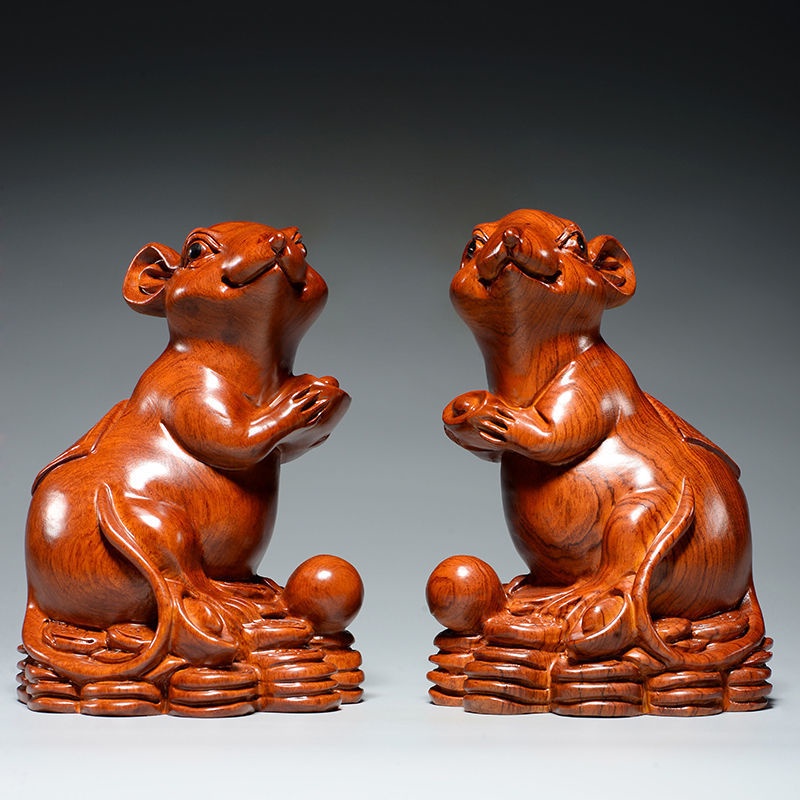 Tượng Gỗ Mun Hình Chú Chuột Hoàng Đạo Trang Trí Nội Thất