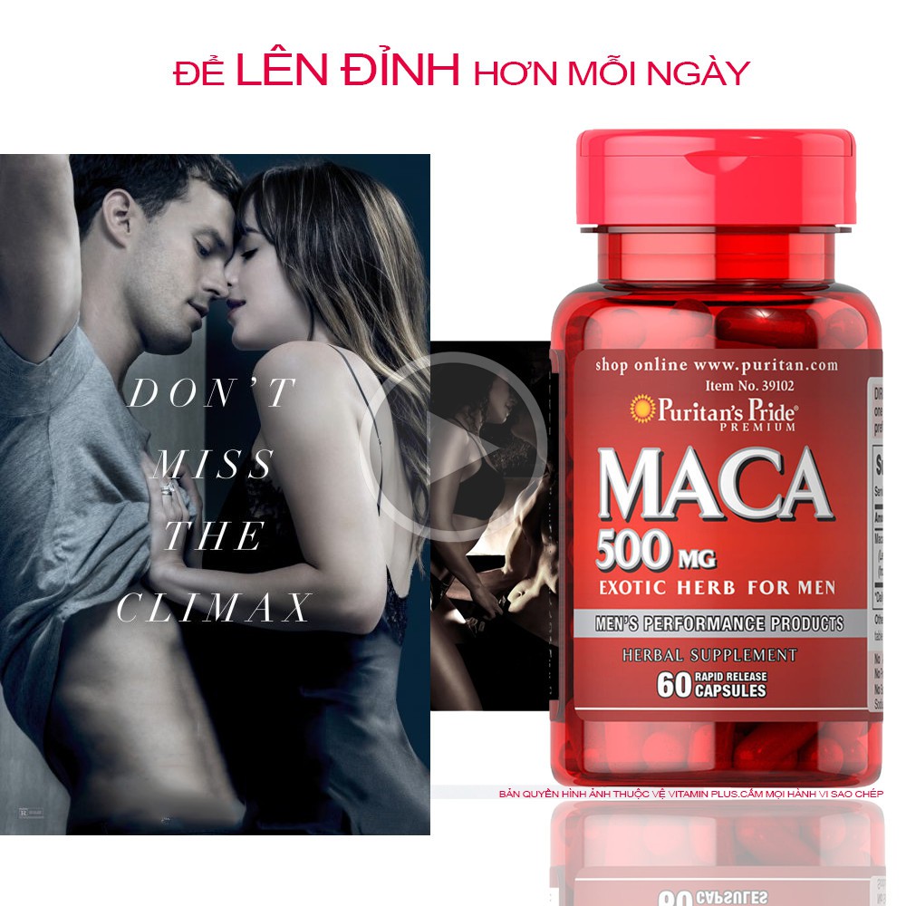 Viên uống tăng cường sinh lực nam Puritan's Pride Maca 500mg ,1000mg 60 viên của Mỹ