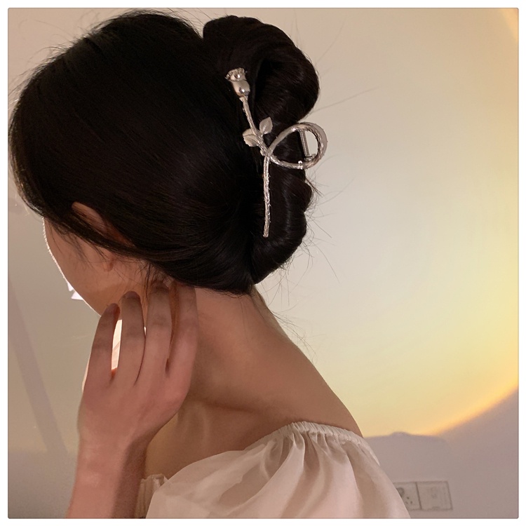 Kẹp Tóc Kim Loại Hình Hoa Hồng Thanh Lịch Phong Cách retro