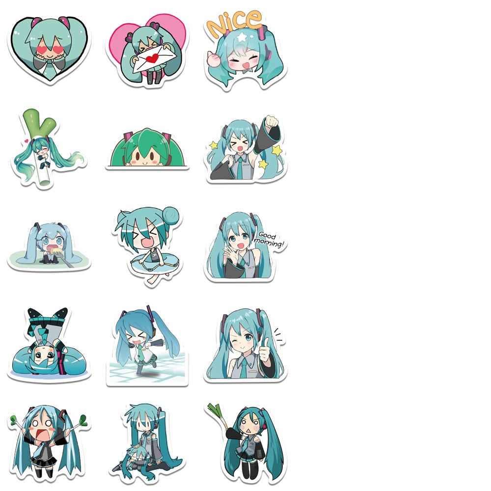 Bộ 65 Sticker Hình Hoạt Hình Chibi Dễ Thương Dán Hành Lý Laptop IPad Guitar Notebook Chống Thấm Nước