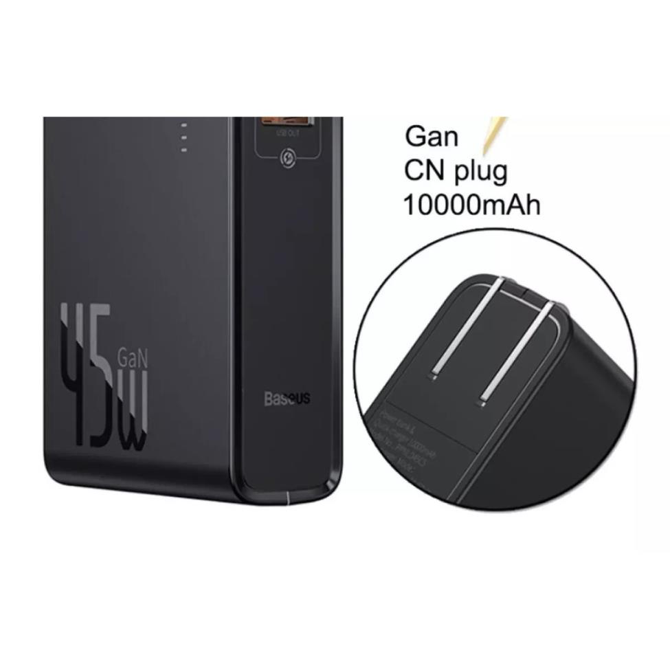 Củ sạc nhanh Baseus GaN 10000mah kiêm pin sạc dự phòng Power Station 45W 2 in 1 PD/QC3.0