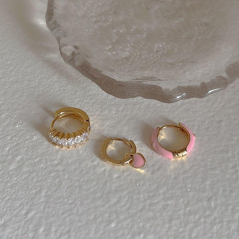 2 Khuyên Tai Trái Tim Màu Hồng Xinh Xắn Cho Nữ|Đôi Bông Tai Hình Cánh Hoa Thời Trang Sành Điệu Cho Nữ