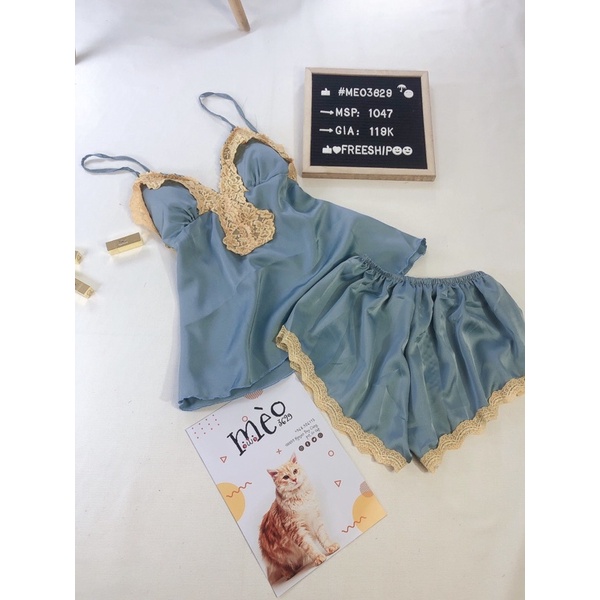 [Chuyên Sỉ] Bộ ngủ satin 2 dây, dây áo có tăng đơ và cúp ngực, chất vải mát lạnh, form tôn dáng quyến rũ.