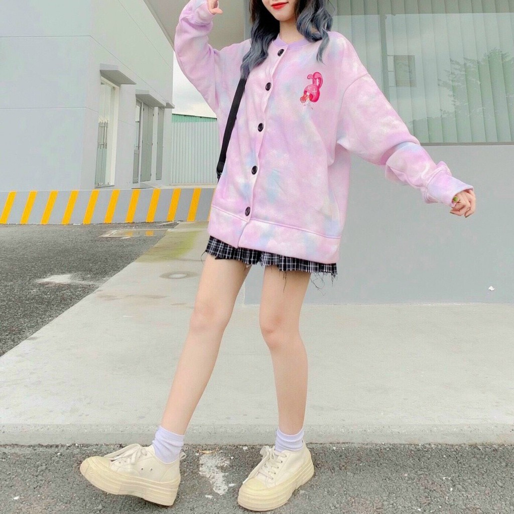 Áo Khoác Nỉ Bông Cardigan Loang 3D - KN52