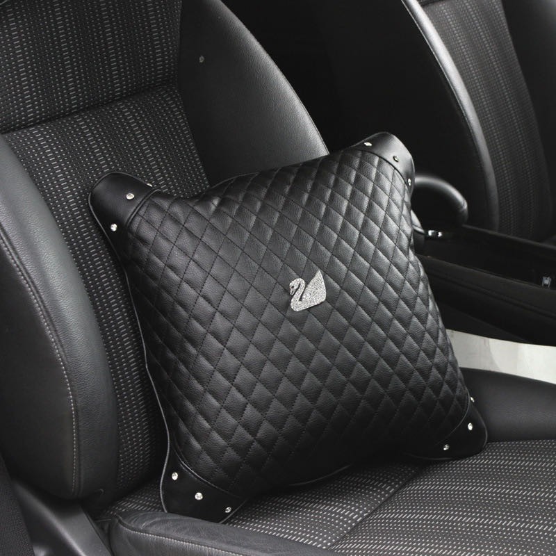 【Ready Stock】 Diamond Swan Car Interior Seat Pillow Waist Pillow Car Neck Headrest Pillow RXAt
