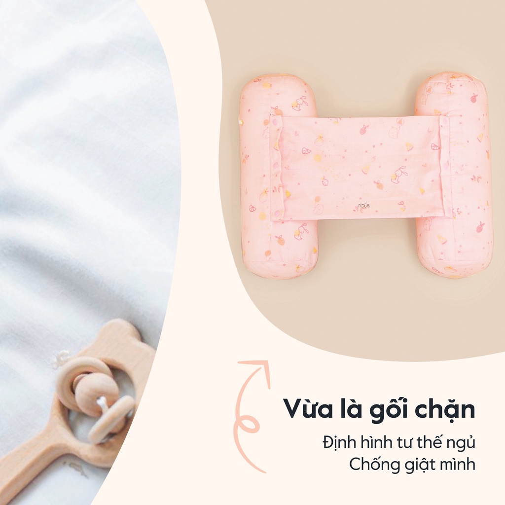 Bộ gối chặn xô cho bé Nous , chất liệu kháng khuẩn tự nhiên, mềm mại, đàn hồi - Monnie Kids