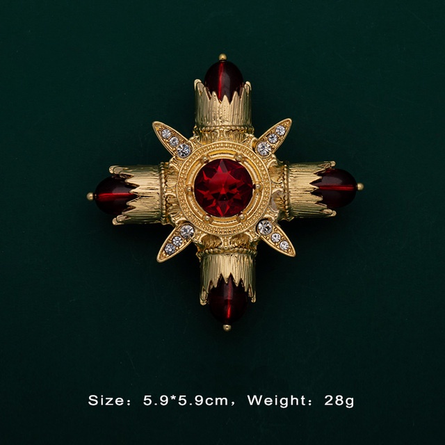 Ghim Cài Áo Đính Đá Hồng Ngọc Nhân Tạo Phong Cách Vintage Thời Trang