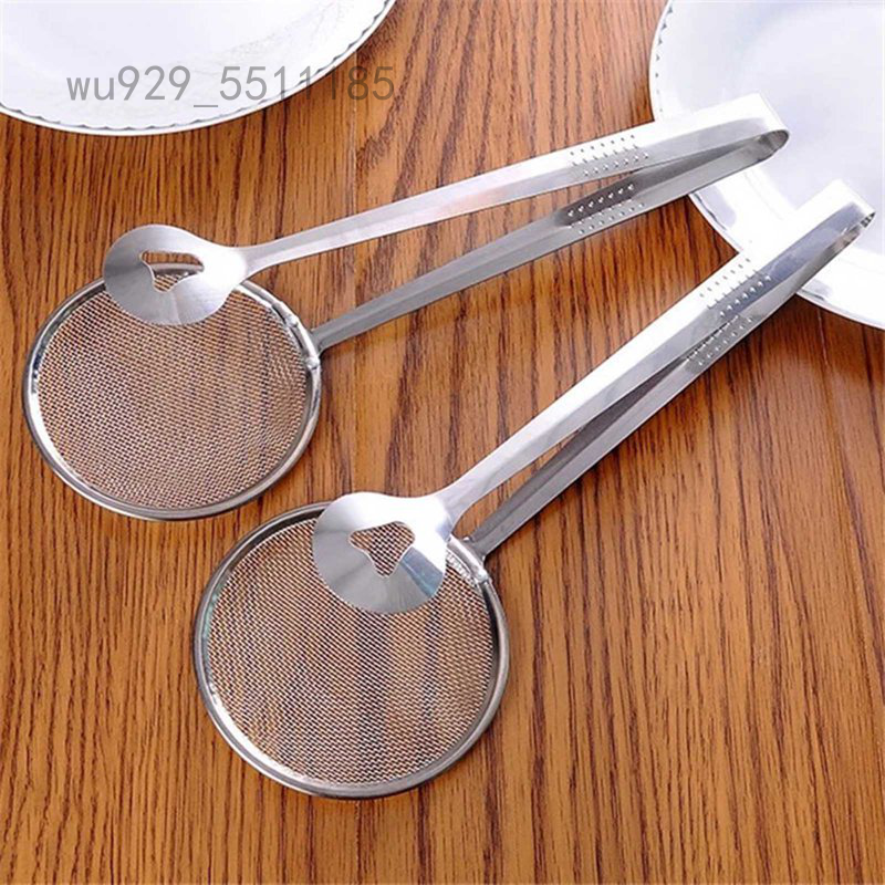 Wu929_5511185 Longwayfushi1 Oil Strainer Clip Stainless Steel Kitchen Filter Mesh Spoon Food Colander Useful