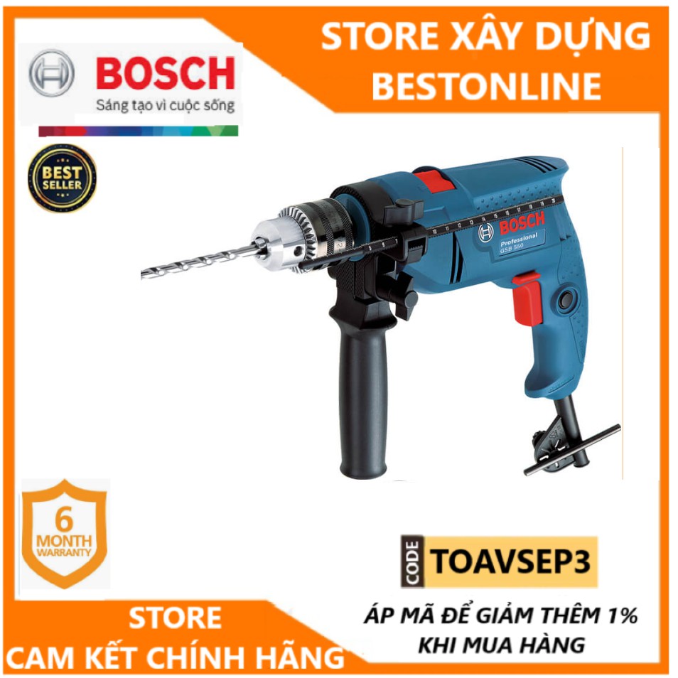 MÁY KHOAN ĐỘNG LỰC 13MM 550W BOSCH GSB 550- HÀNG CHÍNH HÃNG