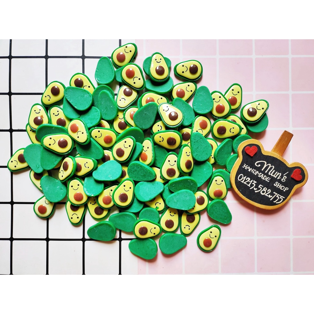 Charm trái bơ 🥑🥑 Phụ kiện kẹp cột tóc, resin, slime