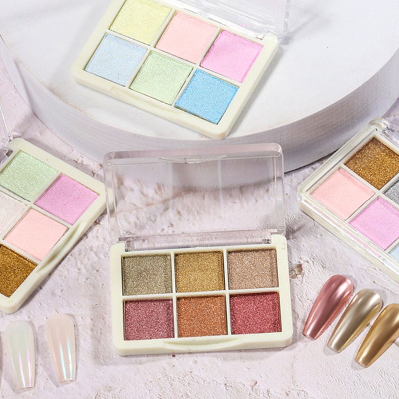 [Hàng mới về] Bột tráng gương 6 màu sắc trang trí móng tay nghệ thuật