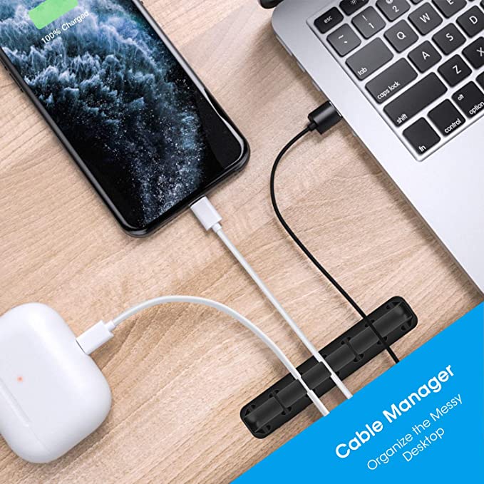 Kẹp Sắp Xếp Dây Cáp Sạc USB 7 Lỗ Bằng Silicone Tiện Dụng