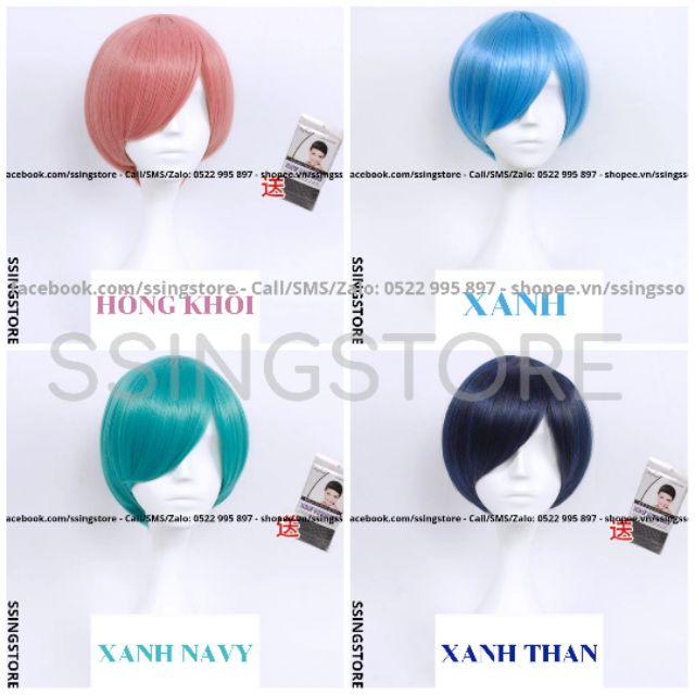 [ 20 MÀU ] Tóc giả tém ngắn 30 cm Cosplay Anime Cổ trang