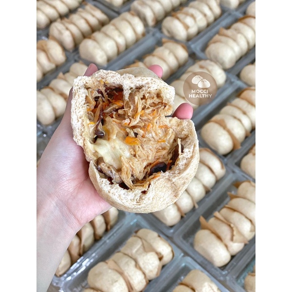 Bánh Bao Nguyên Cám Nhân Gà Nấm Phomai - For Keto, DAS, Lowcarb & Tiểu đường