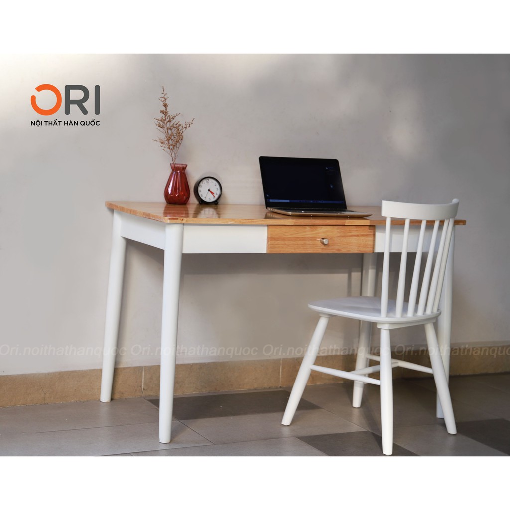 BÀN LÀM VIỆC GỖ CAO SU LẮP RÁP CÓ HỘC HIỆN ĐẠI - TYCHY TABLE WHITE