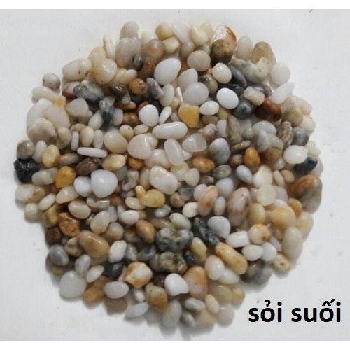 Sỏi ba màu trang trí gốc cây, bể cá - túi 1kg. Sỏi suối trang trí tiểu cảnh sân vườn