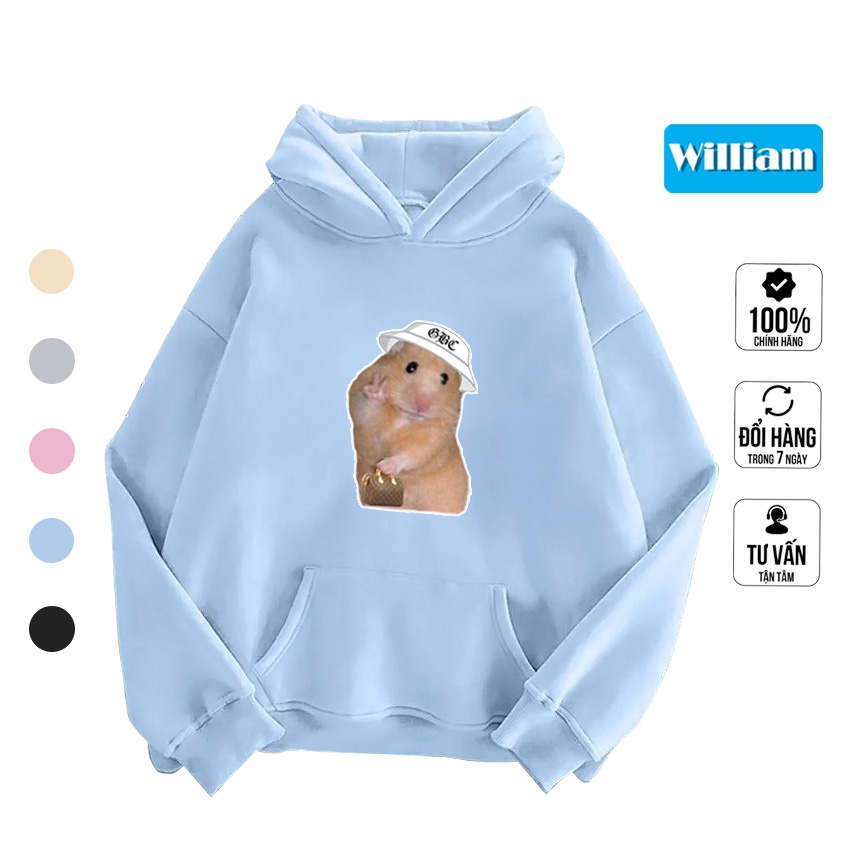 Áo hoodie nam nữ hình Hamster dễ thương chất nỉ bông dày dặn, in Pet cao cấp William - DS208