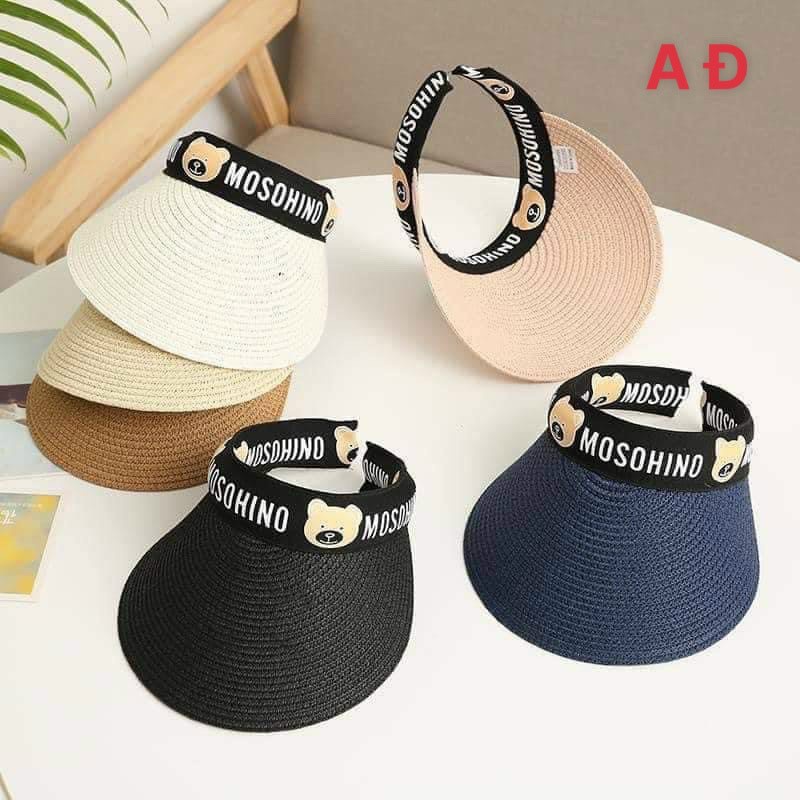 Mũ cói nửa đầu lưỡi chai cho bé, phối cùng họa tiết hoạt hình ngộ nghĩnh, chống nắng đi chơi du lịch siêu đẹp