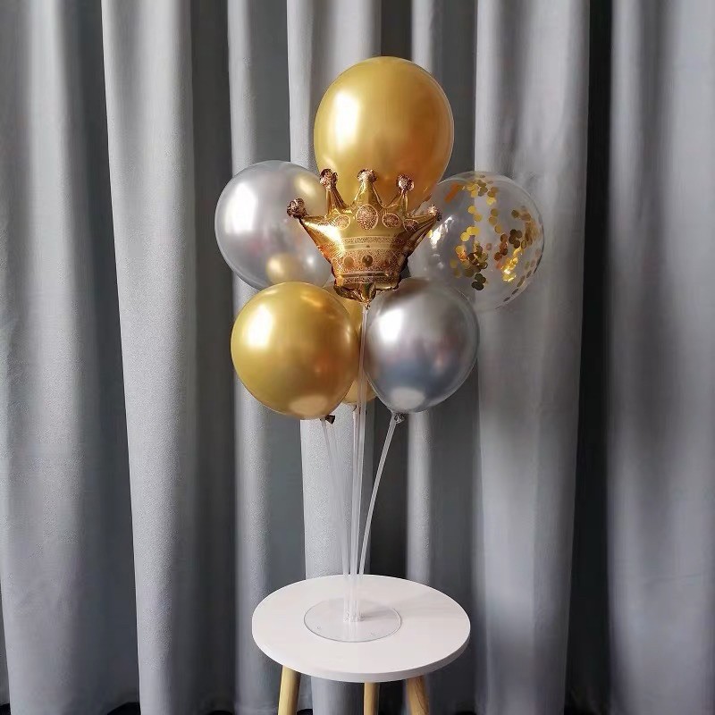 Set bong bóng trang trí sinh nhật V09 tông bạc vàng sang chảnh