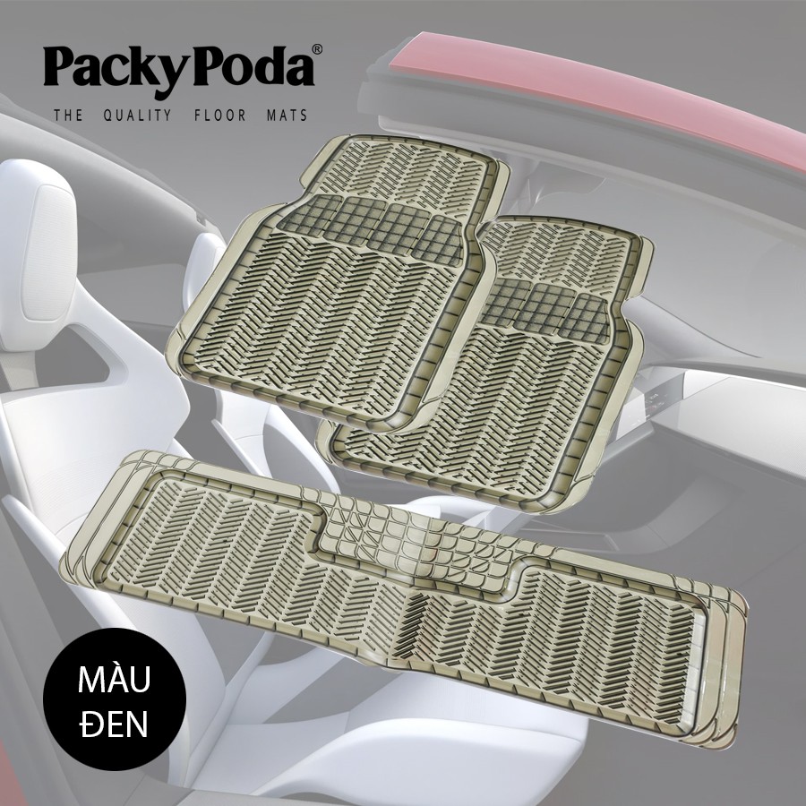 [Mã INCU300 giảm 10% đơn 499K] Bộ Thảm Lót Sàn Ô Tô PACKY PODA 64016407 Màu Xám 7 Chỗ Nhập Khẩu Chính Hãng