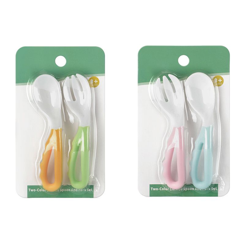 Muỗng Nĩa Uốn Cong Được Chống Trượt Cho Bé Tập Ăn