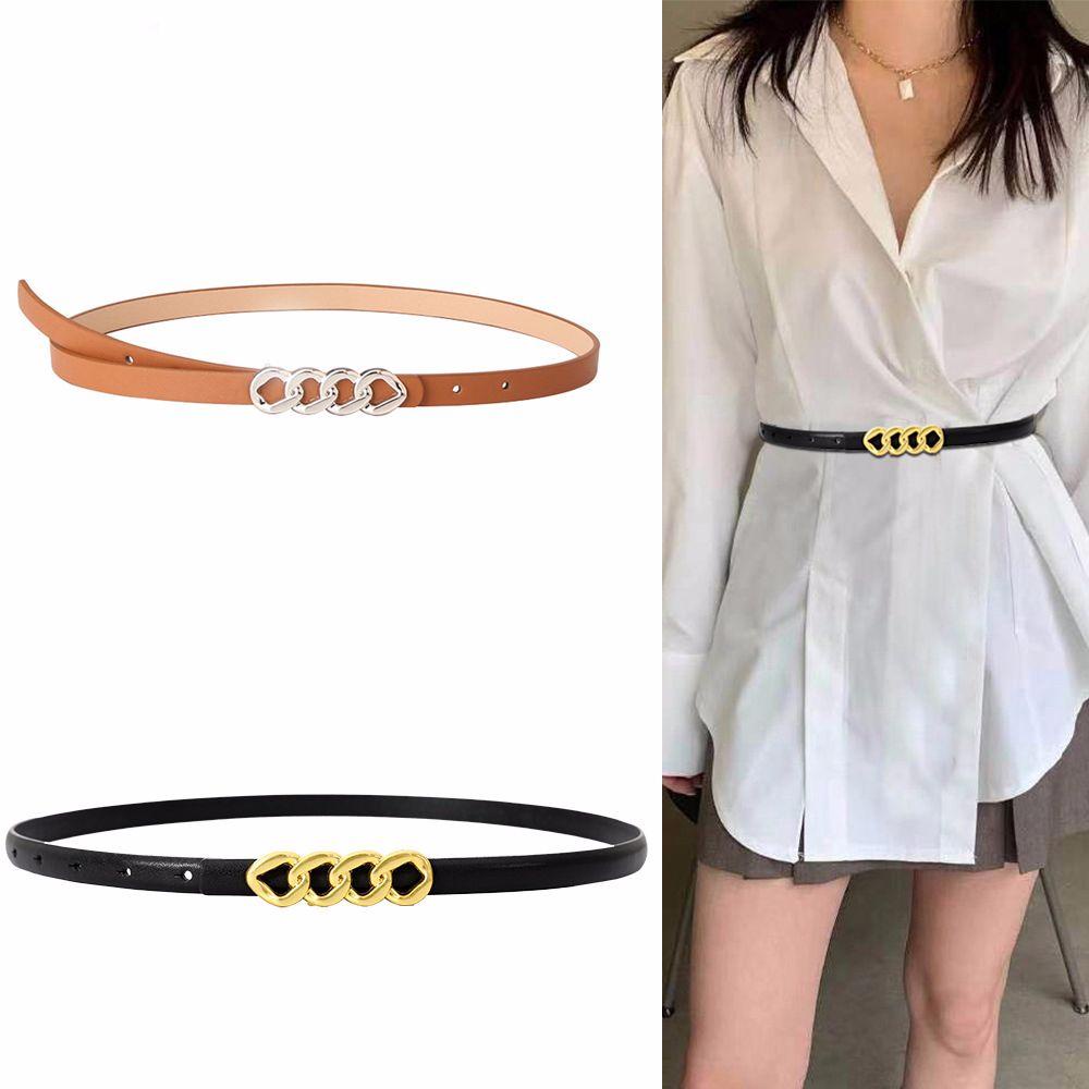 Thắt Lưng Da PU WMES15H Khóa Kim Loại Kiểu Dáng Đơn Giản Phong Cách Vintage