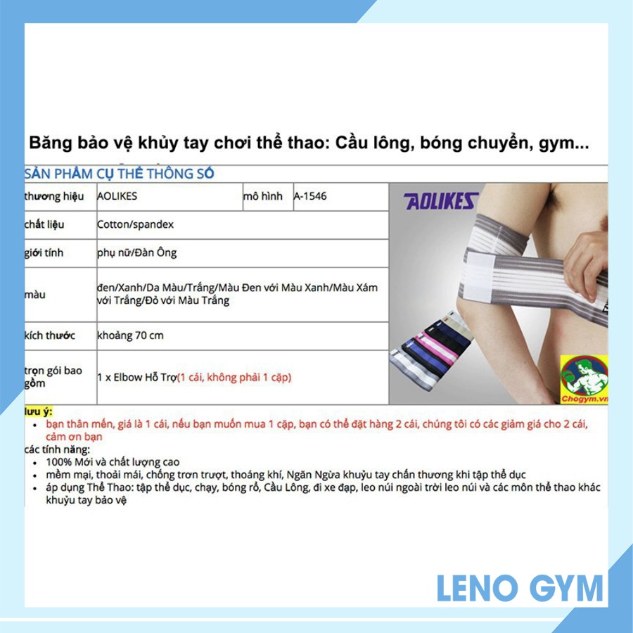 Băng Quấn Bảo Vệ Khủy Tay Thể Thao Aolikes Leno Gym Store