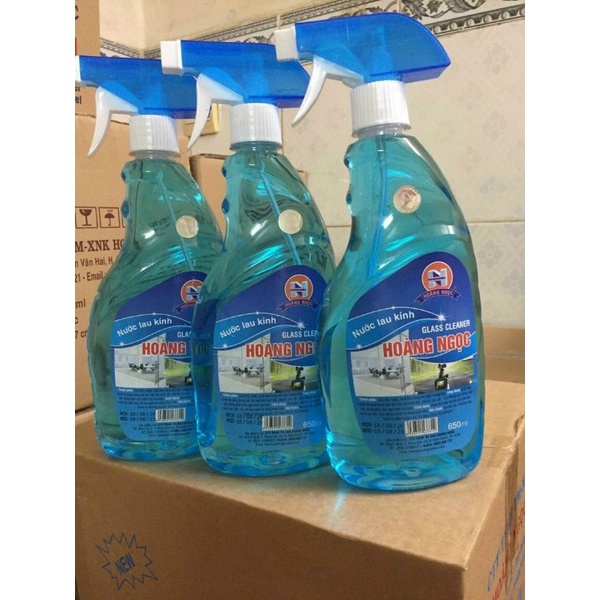 Nước lau kính Hoàng Ngọc 650ml hương sắc biển (hàng chính hãng), xịt lau kính lau kiếng dễ dàng