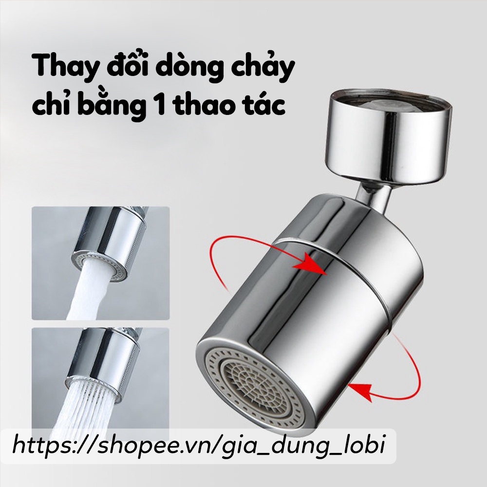 Đầu nối vòi nước phi 24/22mm Đầu vòi rửa bát xoay 720 độ thông minh gắn chậu lavabo bồn rửa mặt bồn rửa bát