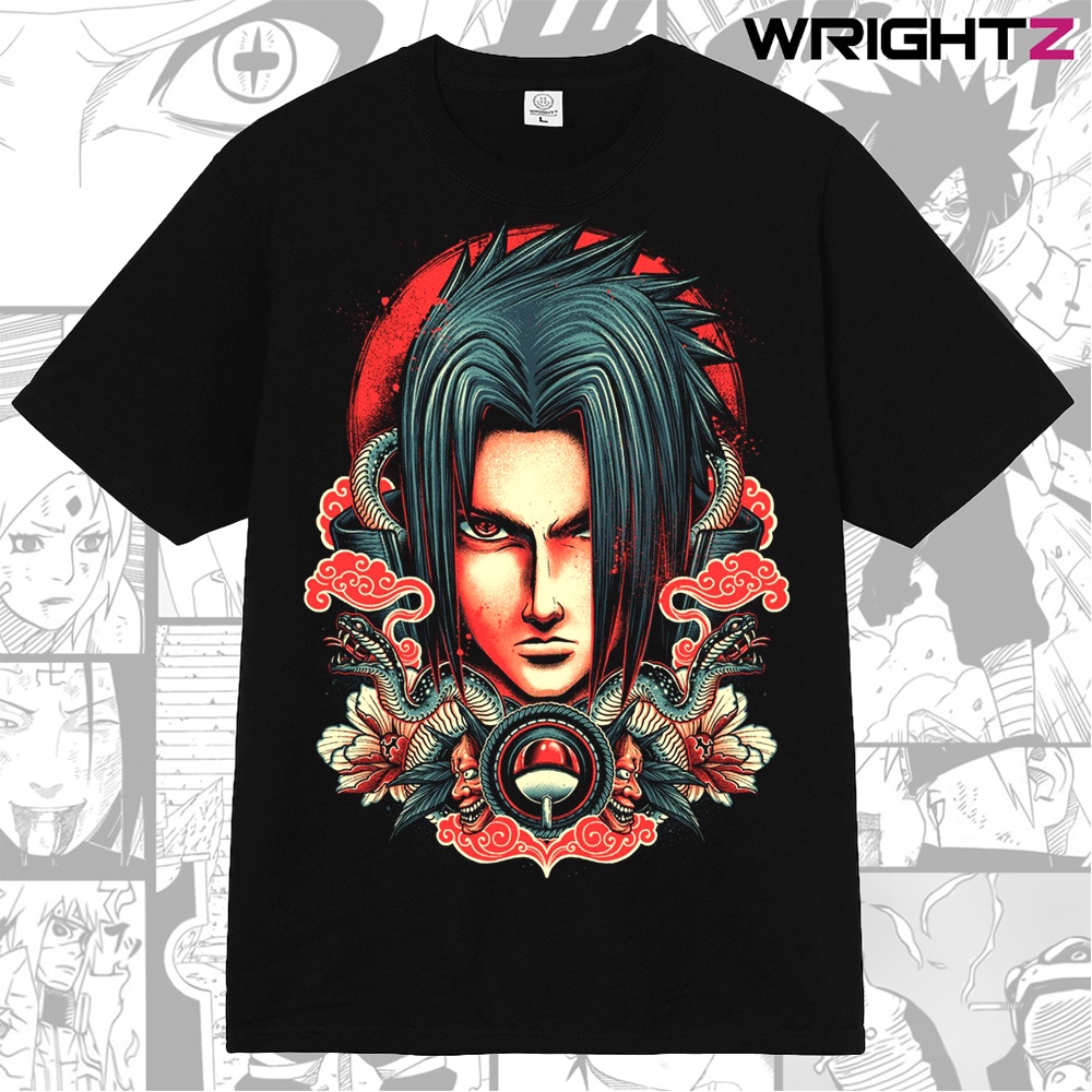 Áo thun Sasuke Uchiha Saringan Naruto big size phong cách Anime Manga thời trang đường phố Nhật Bản phom rộng tay lỡ