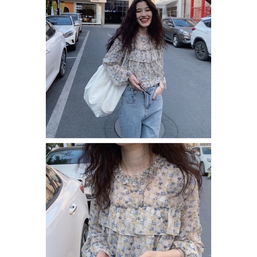 Set áo voan + váy yếm jeans bigsize order