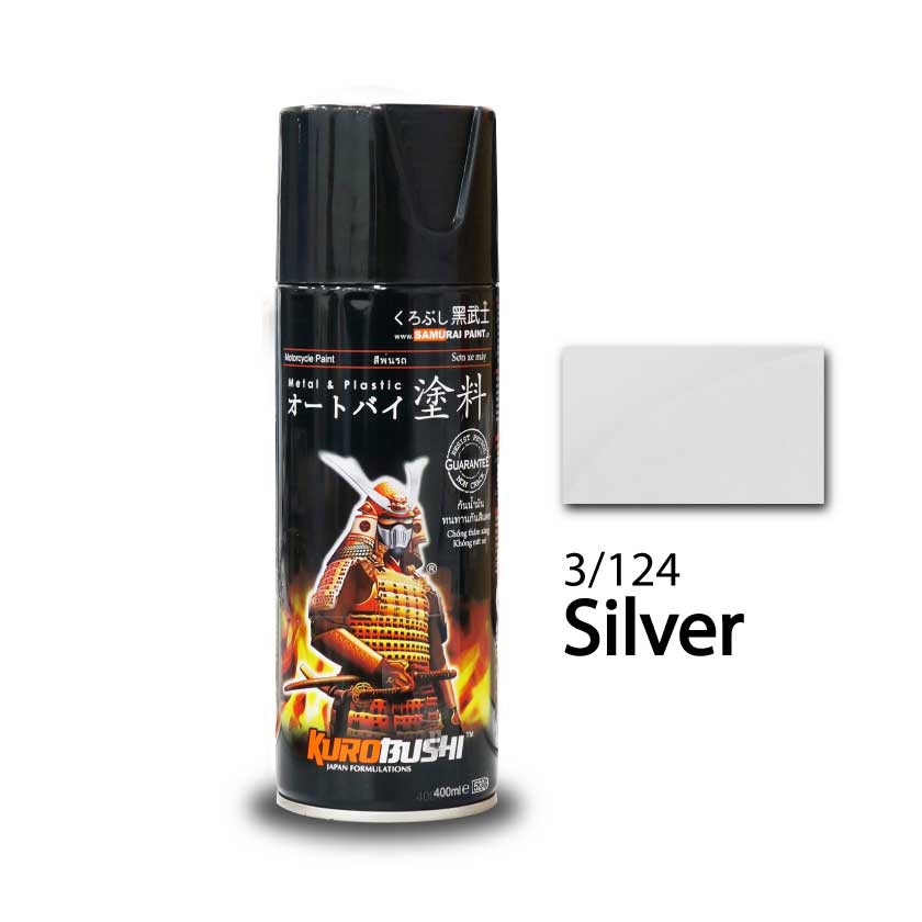 Samurai 124 _ Chai sơn xịt sơn xe máy Samurai 3/124 màu bạc _ Silver