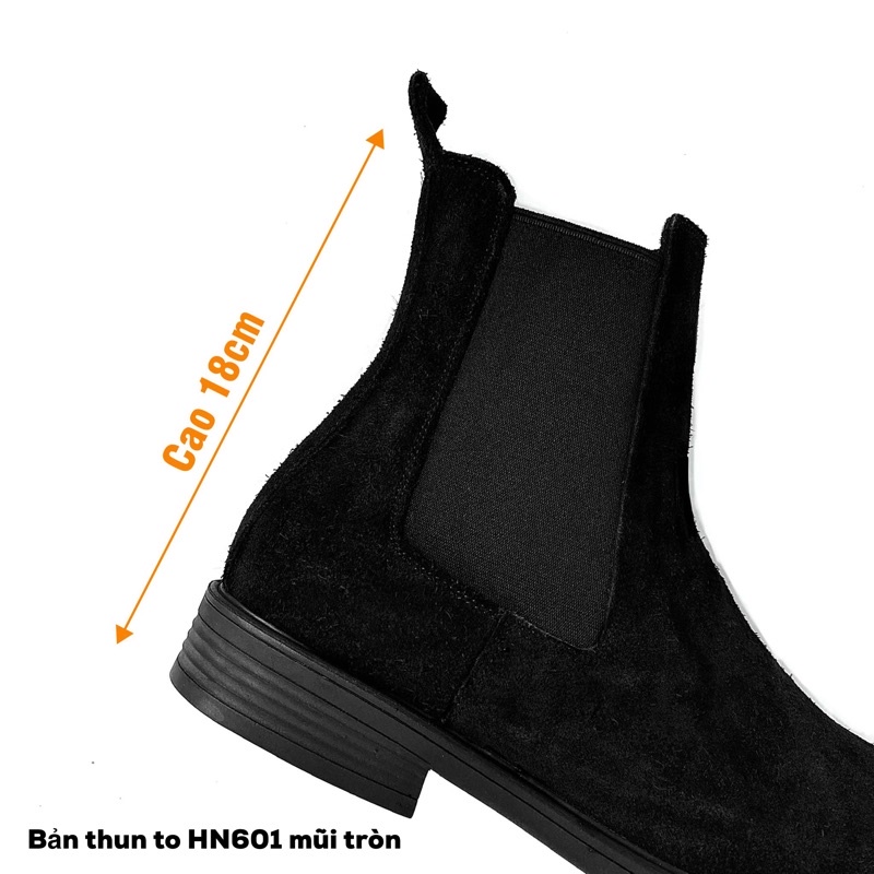 Giày nam chelsea boot da bò thật cao cổ TEFOSS HN601 đen thời trang size 38-44- Mũi tròn da lộn cá tính