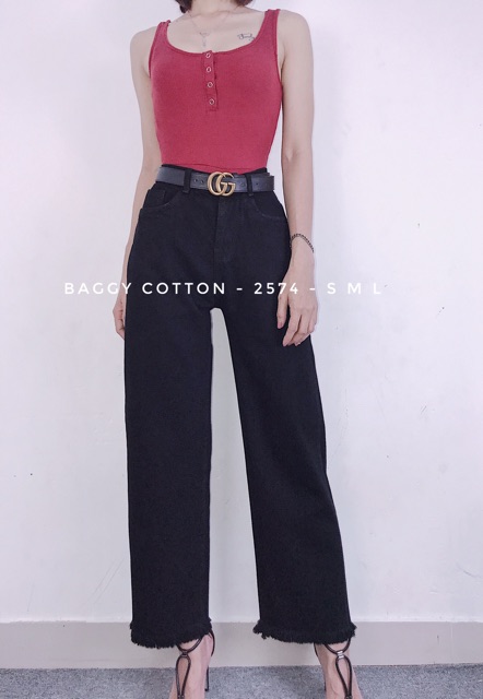 QUẦN JEAN BAGGY LOE ĐEN TUYỀN ỐNG RỘNG