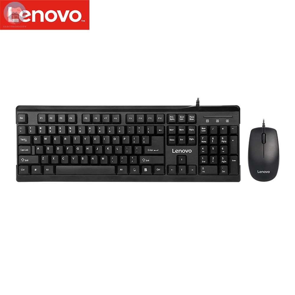 Ê Lenovo MK618 Wired Keyboard and Mouse Combo Ergonomic Desktop Full Size USB Corded Mouse Keyboard Set with Number Pad/1000DPI Optical Mouse for Computer/Laptop/PC/Desktop/Notebook