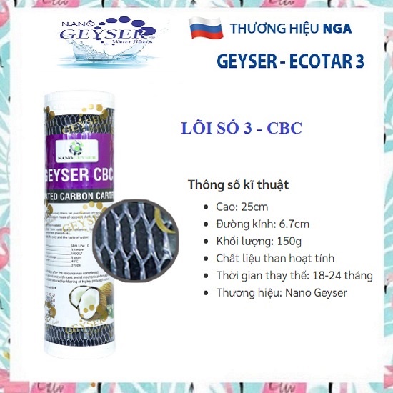 Lõi lọc nước CBC Nano Geyser - Lõi số 3 Ecotar 3