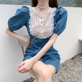 Jumpsuit Denim Thêu Họa Tiết Thời Trang Mùa Hè Phong Cách Pháp Mới Cho Nữ