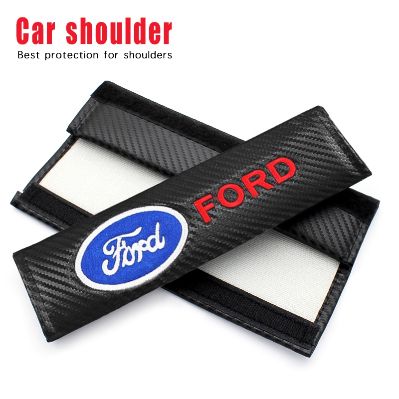 Bộ 2 Miếng Bọc Dây Đai An Toàn Bằng Sợi Carbon Cho Xe Hơi Ford Focus Fiesta Ka Ranger T6/T7/T8 Fusion Everest