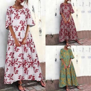 Đầm maxi ngắn tay in họa tiết cách điệu thời trang dành cho nữ