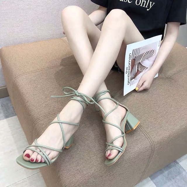 (Order) Sandal cao gót , 2 Mẫu Sandal Quai Trong + Sandal Quai Chéo, Sandal Buộc Dây ( Ảnh Thật )