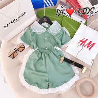 Bộ pijama lụa satin bé gái