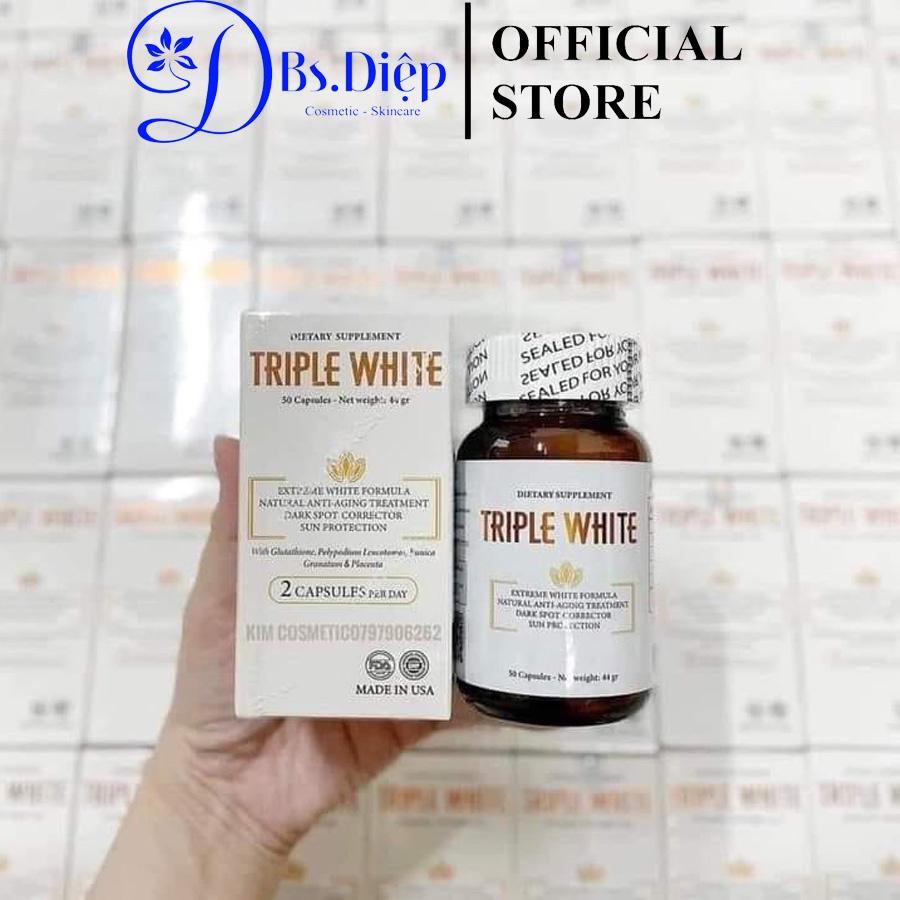 Viên uống Triple White chống nắng trắng da Glutathione 1200 mg (Hàng Mỹ) | BigBuy360 - bigbuy360.vn