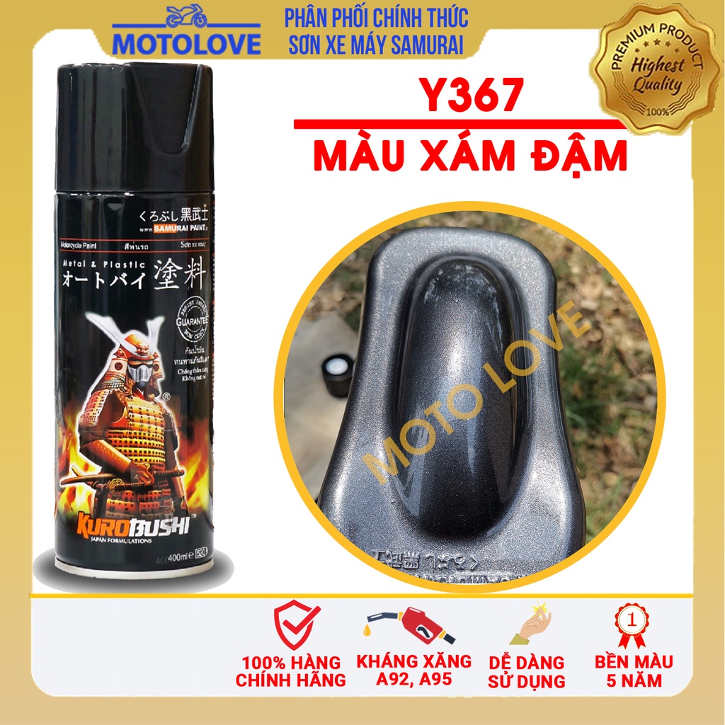 Combo Sơn Samurai màu xám đậm Y367 loại 2K chuẩn quy trình độ bền 5 năm gồm 2K04 - Y367 -2k01 nhập khẩu từ Malaysia.